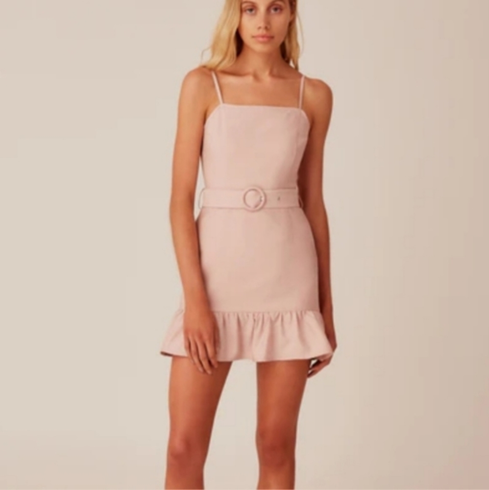 The Fifth Label Women's Minute Sleeveless Belted Ruffle Mini Dress Pink Size 4 S